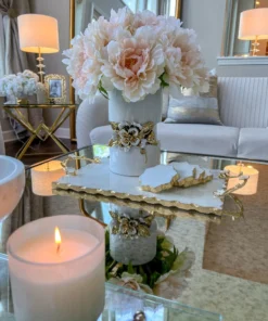 Inspire Me! Home Decor White Ceramic Vase With Stunning Gold Floral Detailed Center