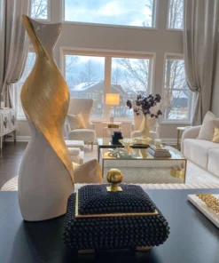 Inspire Me! Home Decor Gold And White Twisted Vase (2 Sizes)