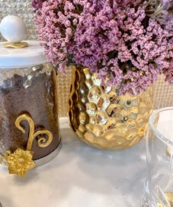 Inspire Me! Home Decor Large Hammered Gold Metallic Ceramic Planter Pot (5.75