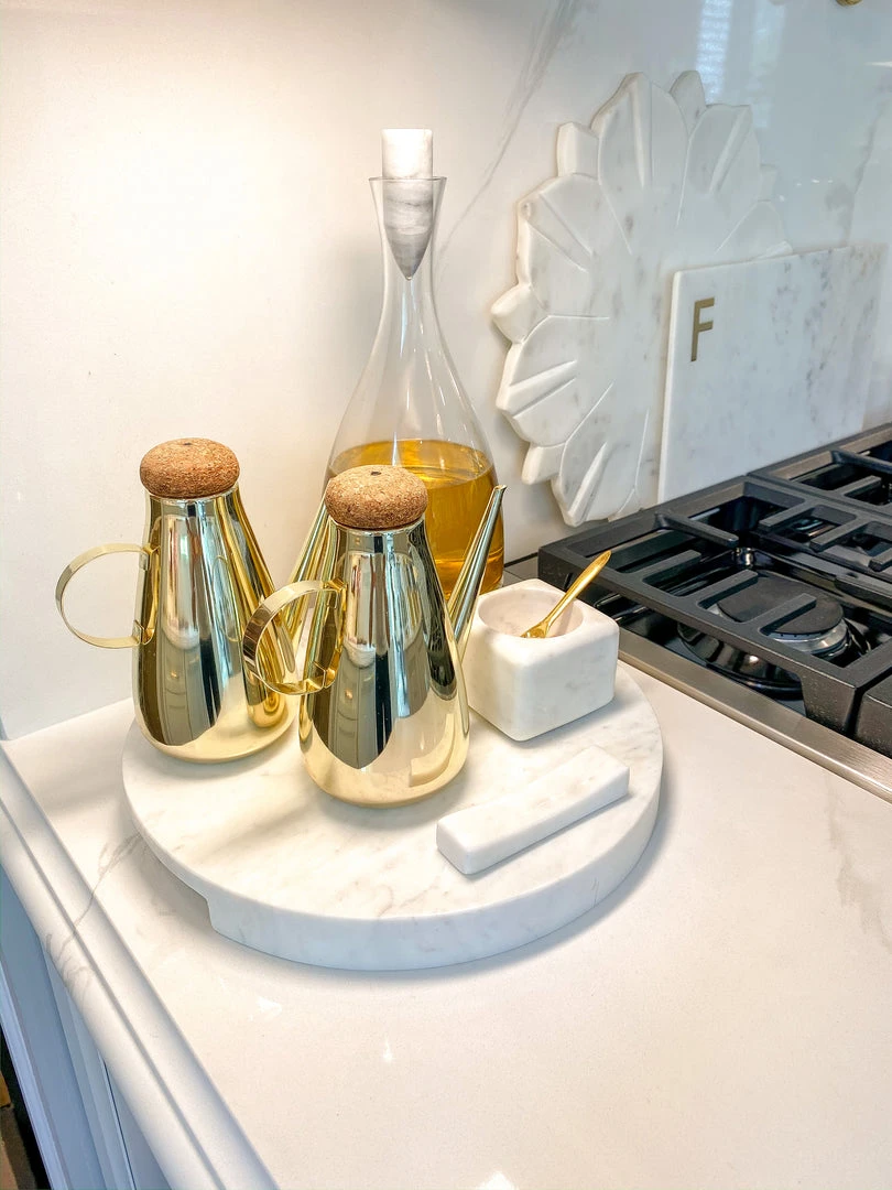 Inspire Me! Home Decor Round Marble Tray With Handle Grooves 3 Inspire Me! Home Decor Round Marble Tray With Handle Grooves