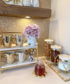 Inspire Me! Home Decor Glass Canister On Gold Twig Base With Marble Lid (3 Sizes) 15 Inspire Me! Home Decor Glass Canister On Gold Twig Base With Marble Lid (3 Sizes)