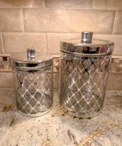 Inspire Me! Home Decor Glass Jar W/ Gold Lid (2 Sizes & 2 Colors)