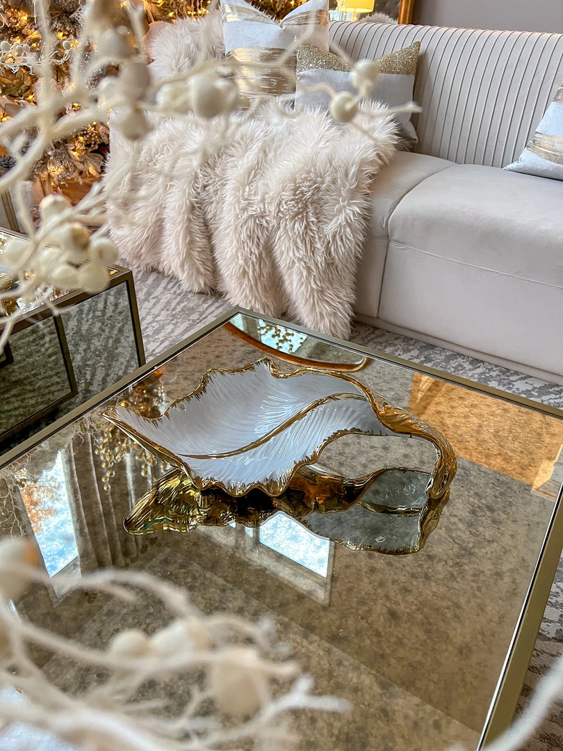 Inspire Me! Home Decor Gold And White Scalloped Tray 3 Inspire Me! Home Decor Gold And White Scalloped Tray