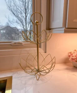 Inspire Me! Home Decor Gold Flower Shaped Metal Two-Tiered Display