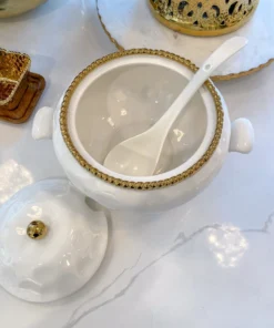 Inspire Me! Home Decor Gold And White Beaded Soup Tureen & Ladle 9 Inspire Me! Home Decor Gold And White Beaded Soup Tureen & Ladle
