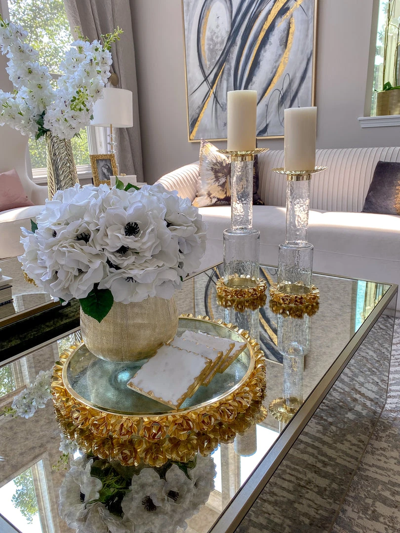 Inspire Me! Home Decor Round Glass Tray With Gold Floral Edge 7 Inspire Me! Home Decor Round Glass Tray With Gold Floral Edge