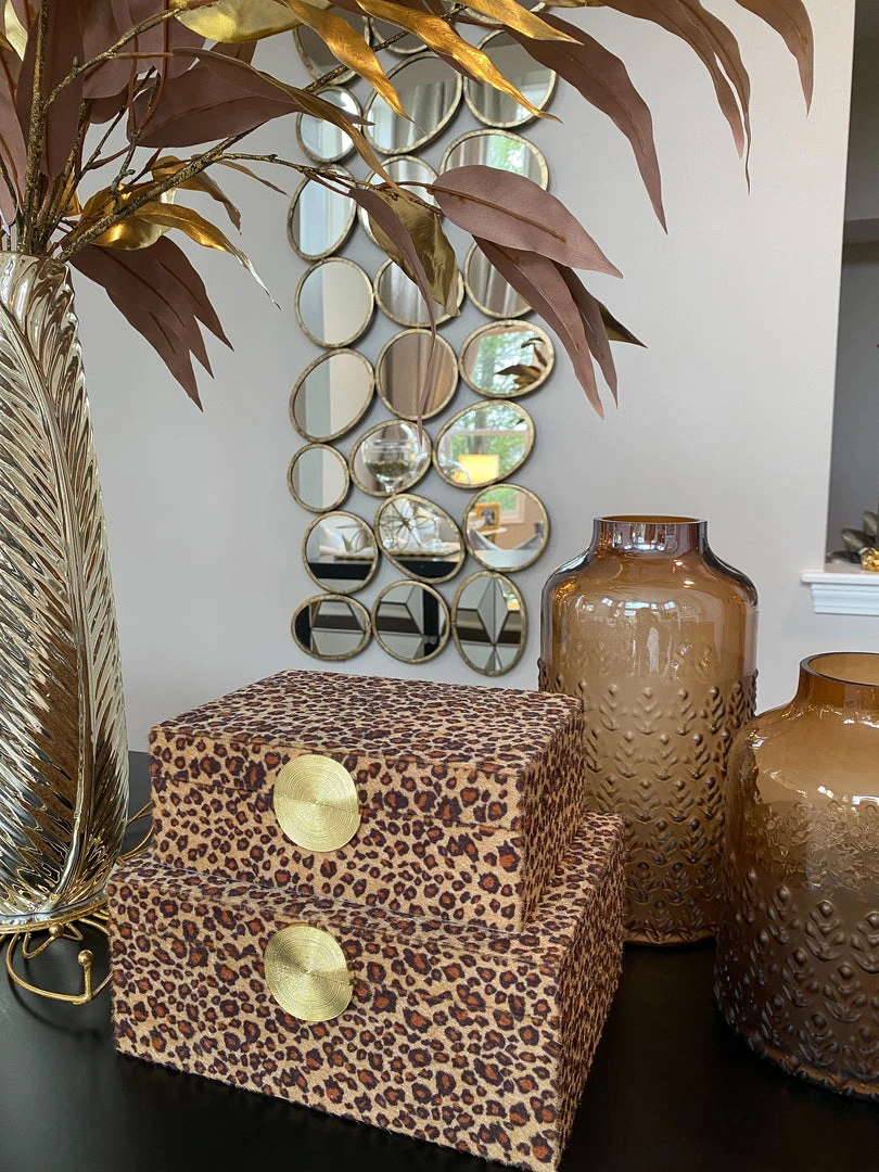 Inspire Me! Home Decor Leopard Print Boxes With Gold Medallion (Set Of 2) 7 Inspire Me! Home Decor Leopard Print Boxes With Gold Medallion (Set Of 2)