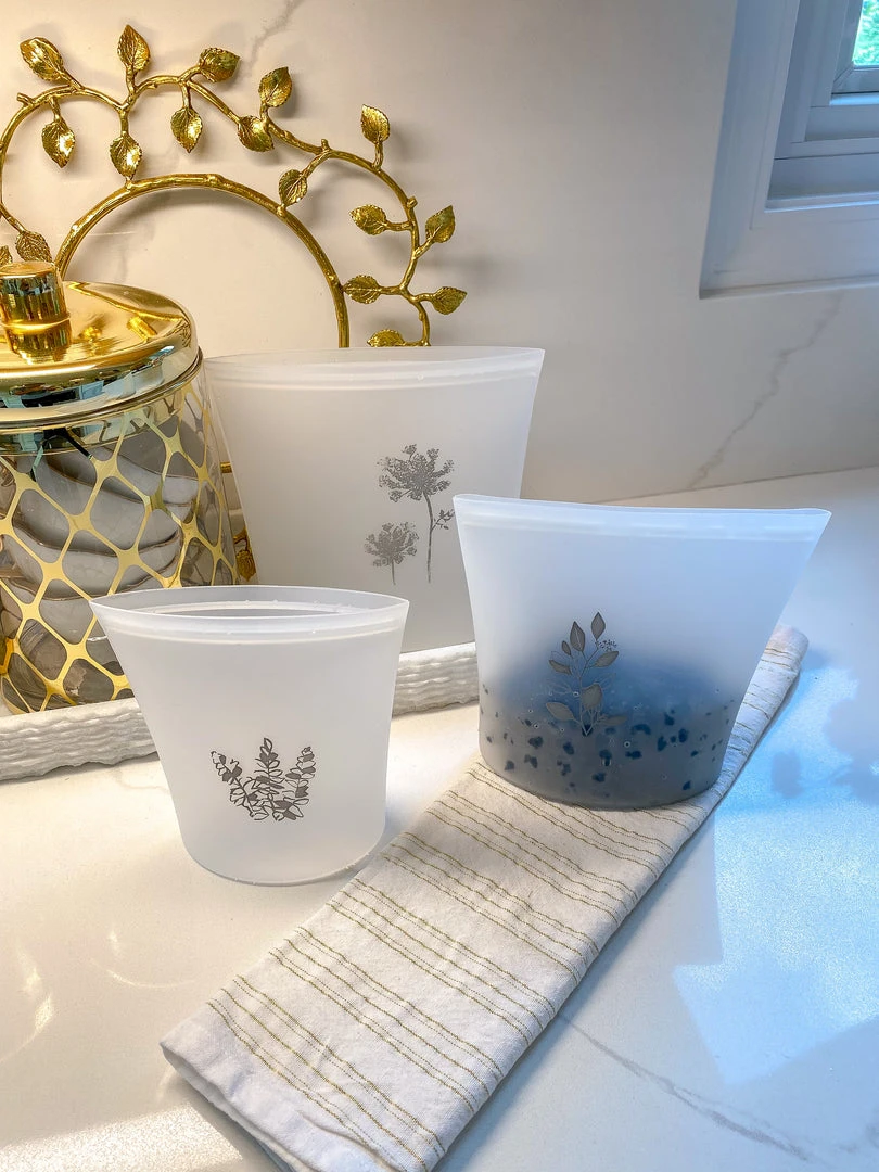 Inspire Me! Home Decor Wild Flower Silicone Reusable Bags (Set Of 3) KITCHEN 3 Inspire Me! Home Decor Wild Flower Silicone Reusable Bags (Set Of 3) KITCHEN