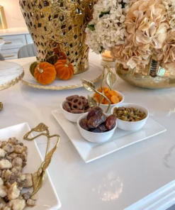 Inspire Me! Home Decor White Ceramic Serving Tray With 4 Bowls And Gold Leaf