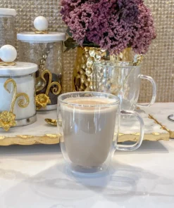 Inspire Me! Home Decor KITCHEN 16 Oz Double Wall Glass Coffee Mug With Handle