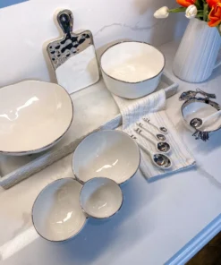 Inspire Me! Home Decor Silver And White 3 Section Serving Bowls