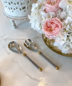 Inspire Me! Home Decor Silver Coil Servers W/ Gold Detail