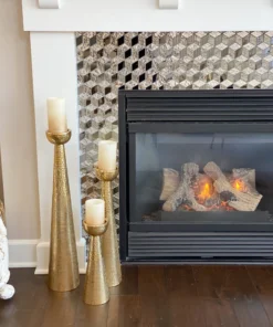 Inspire Me! Home Decor X-Tall Gold Textured Candle Holders (3 Sizes)