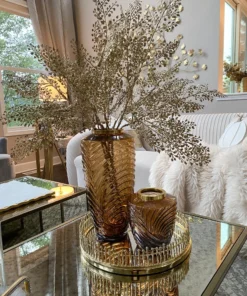 Inspire Me! Home Decor Amber Textured Vase With Gold Rim (2 Sizes)