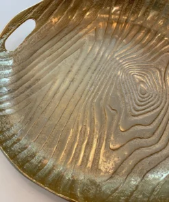 Inspire Me! Home Decor Gold Metal Wood Pattern Round Tray