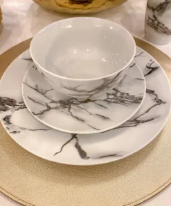 Inspire Me! Home Decor KITCHEN Metallic Marbled 16 Piece Dinner Set