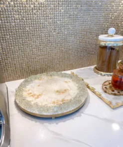 Inspire Me! Home Decor Round White Resin Tray/Trivet