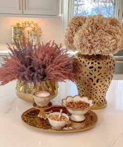 Inspire Me! Home Decor Gold Oval Beaded Platter