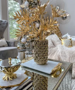 Inspire Me! Home Decor Gold Vase With Petal Design