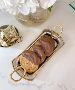 Inspire Me! Home Decor Silver Metal Tray With Open Gold Handles