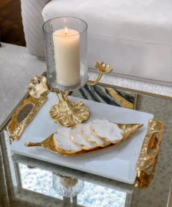 Inspire Me! Home Decor Marble Tray With Gold Lava Handles 16 Inspire Me! Home Decor Marble Tray With Gold Lava Handles