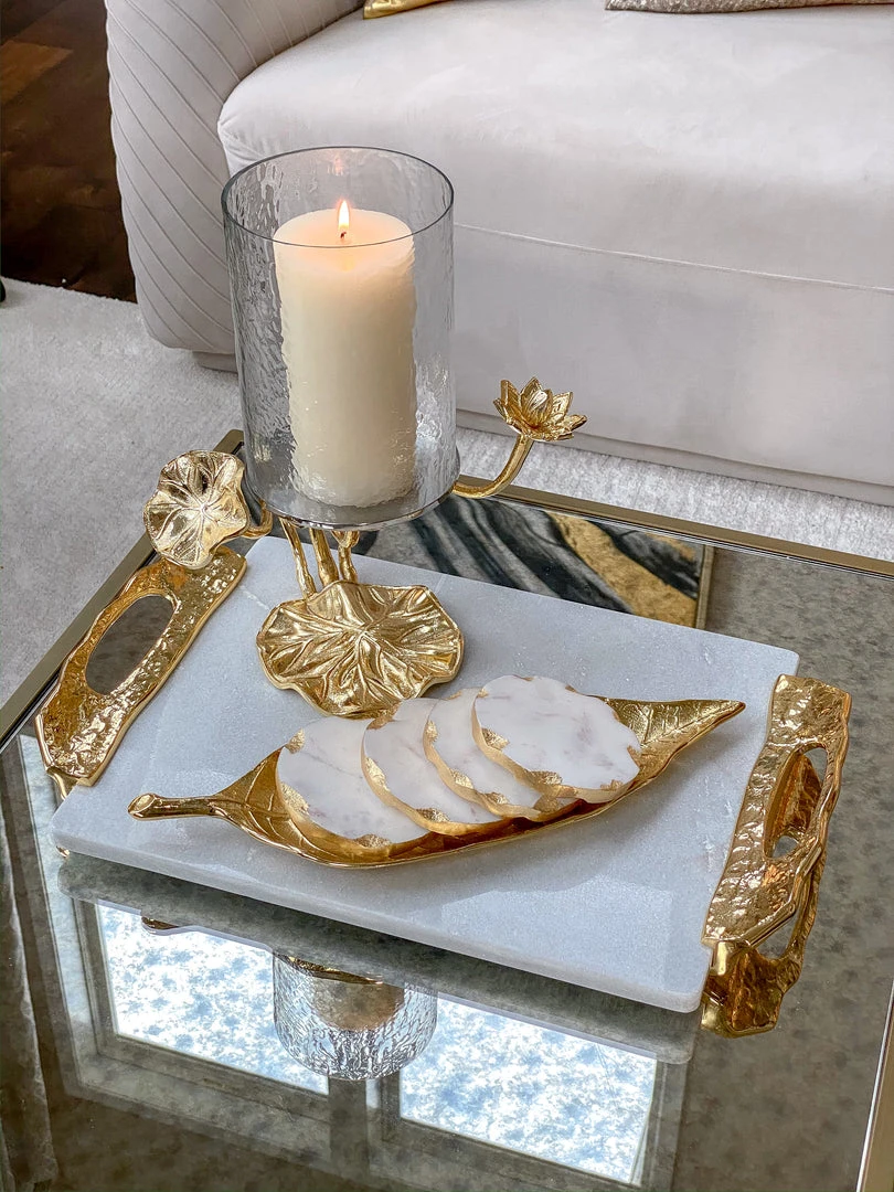 Inspire Me! Home Decor Marble Tray With Gold Lava Handles 6 Inspire Me! Home Decor Marble Tray With Gold Lava Handles