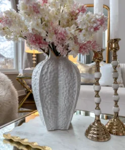 Inspire Me! Home Decor White Pomegranate Vase With Gold Trim (2 Sizes)