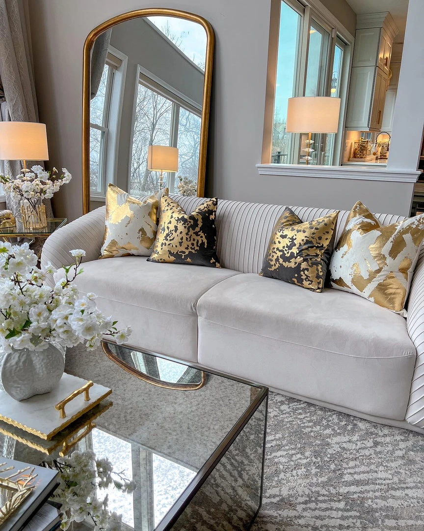 Cloud9d Zara Ivory Gold Pillow - 22" X 22" 6 Cloud9d Zara Ivory Gold Pillow - 22" X 22"