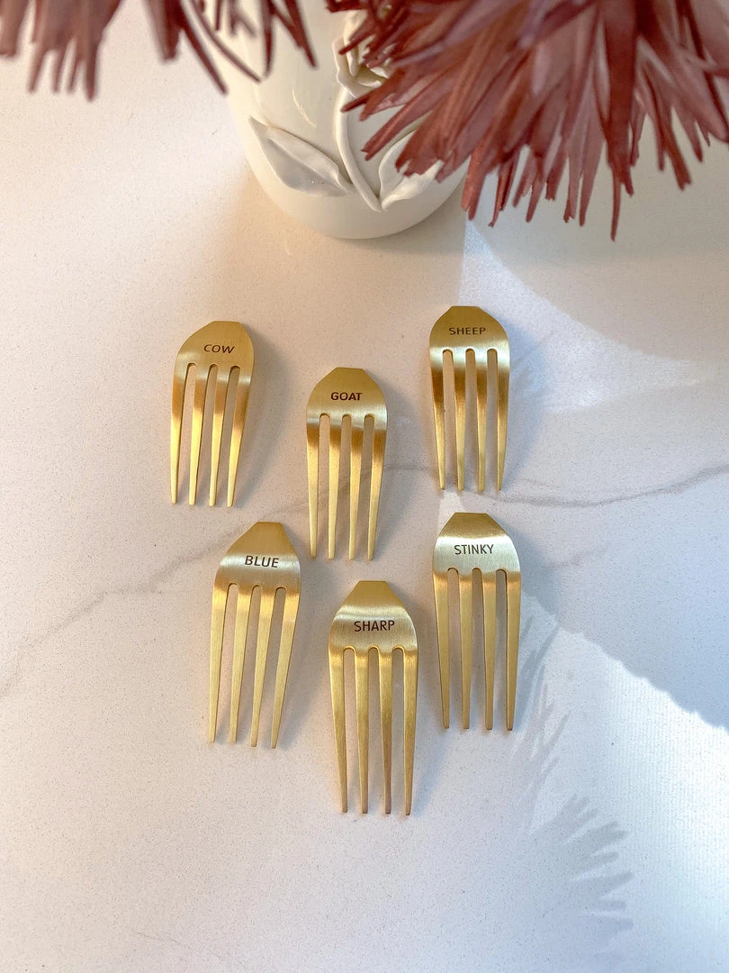 Inspire Me! Home Decor Gold Fork Cheese Markers (Set Of 6) 6 Inspire Me! Home Decor Gold Fork Cheese Markers (Set Of 6)