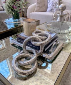 Inspire Me! Home Decor Glass Rectangle Tray With Silver Handles And Ruffled Edge