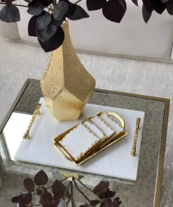 Inspire Me! Home Decor Marble Coasters W/ Gold Trim And Tray Set 20 Inspire Me! Home Decor Marble Coasters W/ Gold Trim And Tray Set