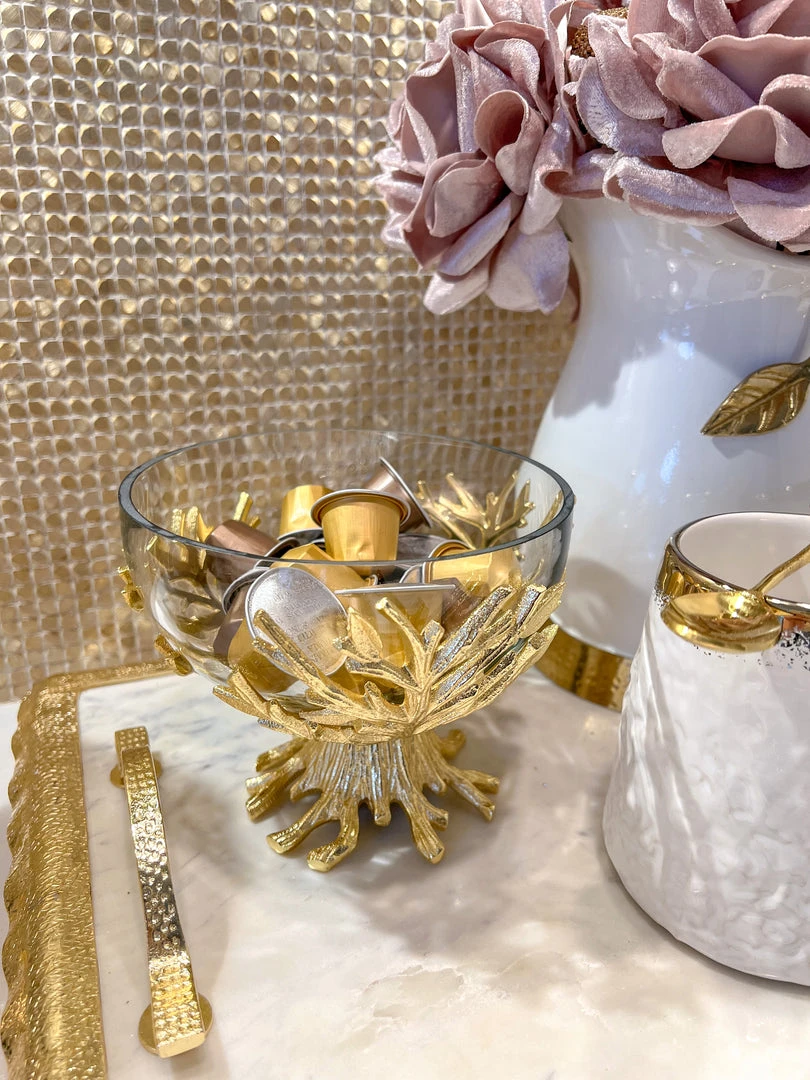 Inspire Me! Home Decor Glass Bowl On Gold Metal Branch Base With Lid 5 Inspire Me! Home Decor Glass Bowl On Gold Metal Branch Base With Lid