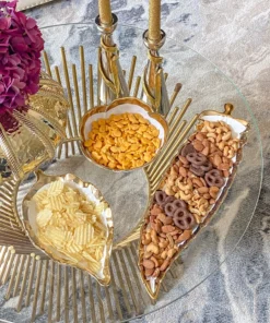 Inspire Me! Home Decor Porcelain Leaf Bowl With Gold Edge 10 Inspire Me! Home Decor Porcelain Leaf Bowl With Gold Edge