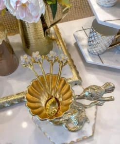 Inspire Me! Home Decor Snack Bowl On Gold Tree Stand With Bird