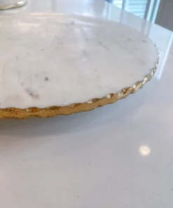 Inspire Me! Home Decor Large Marble Lazy Susan With Gold Edge