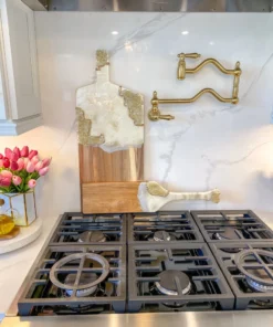 Inspire Me! Home Decor Gold Leaf And White Resin Wood Paddle Serving Board