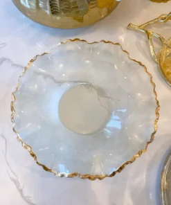 Inspire Me! Home Decor Wavy Glass Bowl W/ Gold Trim