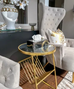 Inspire Me! Home Decor Silver Tissue Box Cover With White Jeweled Flower Details