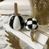 Inspire Me! Home Decor Mini Checkered Ceramic Pumpkin With Gold Stem