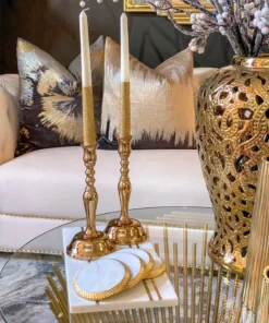 Inspire Me! Home Decor Gold Metal Candle Stick Holders (Set Of 2)