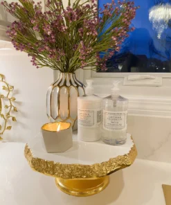 Inspire Me! Home Decor White Enameled Cake Stand With Metallic Edge (2 Colors) KITCHEN