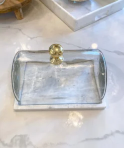 Inspire Me! Home Decor Marble Cake Platter With Metallic Handled Glass Dome (2 Colored Handles) 16 Inspire Me! Home Decor Marble Cake Platter With Metallic Handled Glass Dome (2 Colored Handles)