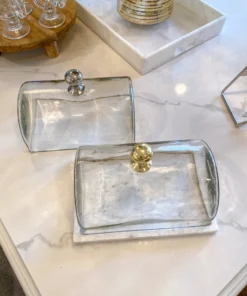 Inspire Me! Home Decor Marble Cake Platter With Metallic Handled Glass Dome (2 Colored Handles) 15 Inspire Me! Home Decor Marble Cake Platter With Metallic Handled Glass Dome (2 Colored Handles)