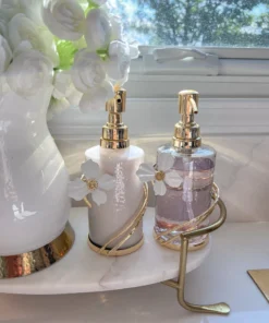Inspire Me! Home Decor Set Of 2 Hammered Glass Pumps With Gold Tops And White Jeweled Flower Details