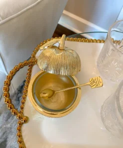 Inspire Me! Home Decor Gold Apple Honey Jar With Spoon 7 Inspire Me! Home Decor Gold Apple Honey Jar With Spoon