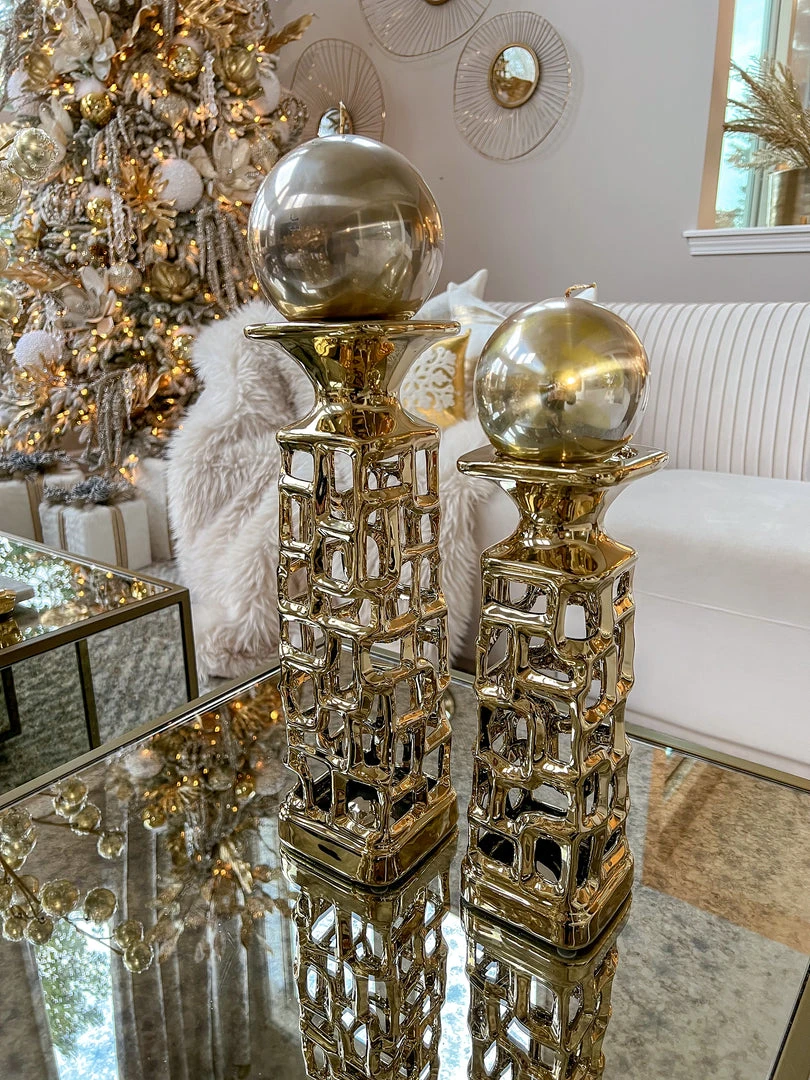Inspire Me! Home Decor Gold Candle Holder With Dimensional Cut Out Design (2 Sizes) 11 Inspire Me! Home Decor Gold Candle Holder With Dimensional Cut Out Design (2 Sizes)