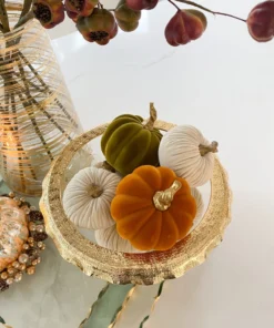 Inspire Me! Home Decor Green Velvet Mini Pumpkin With Gold Stem