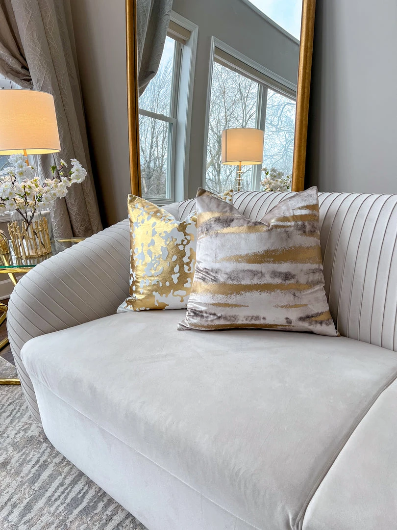 Cloud9d PILLOWS, RUGS, & THROWS Elise Ivory Gold Pillow - 20" X 20" 8 Cloud9d PILLOWS, RUGS, & THROWS Elise Ivory Gold Pillow - 20" X 20"