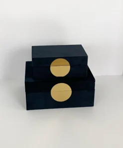 Inspire Me! Home Decor Set Of 2 Velvet Black Boxes With Gold Circle 11 Inspire Me! Home Decor Set Of 2 Velvet Black Boxes With Gold Circle