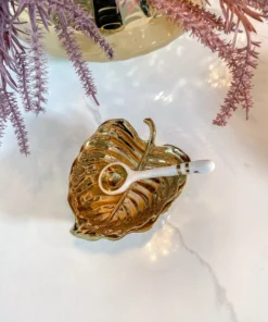 Inspire Me! Home Decor Gold Leaf Snack Bowl And Spoon Set